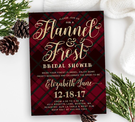 Flannel and Frost: Winter Bridal Shower Invitation, Holiday Bridal Shower Invite, Flannel Bridal Shower Invite, Printed/Digital, Holiday 40 Il_570xn