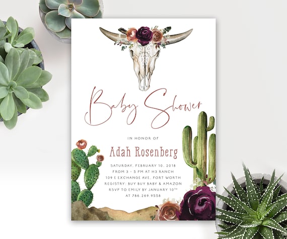 cactus baby shower invitations