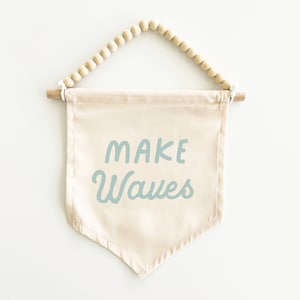 Make Waves Canvas Hang Sign: Beach House Decor, Coastal Decor, Beach Decor, Kid&#39;s Beach Room Decor, Beach Nursery Decor {Tidal Blue}