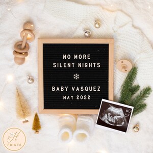 Anuncio editable de embarazo de Navidad, Anuncio de embarazo digital de vacaciones, Anuncio de tablero de cartas de embarazo en redes sociales de invierno