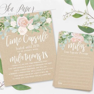 Girl First Birthday Invitation: Girl's Birthday Invite, Turning One, 1st Birthday, Floral, Blush Roses, Greenery, Kraft, Rustic, Boho - Mila Bild 7