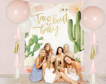 Taco 'Bout a Baby Photography Backdrop, Baby Shower Backdrop, Fiesta Baby Shower Backdrop, Fiesta Party Backdrop Curtain- Carrie