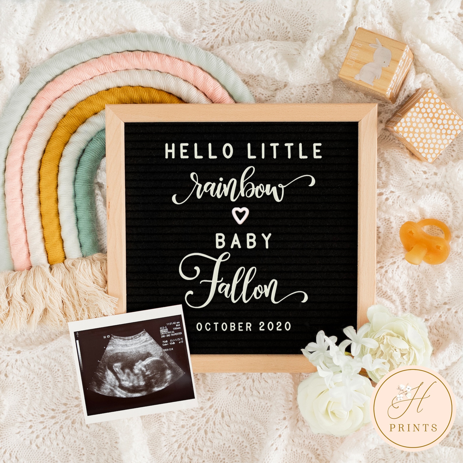 Rainbow Baby Pregnancy Announcement for Social Media Editable Etsy