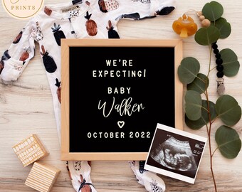 Social Media Pregnancy Announcement, Digital Baby Pregnancy Announcement, Gender Neutral Editable Letter Board Announcement Template
