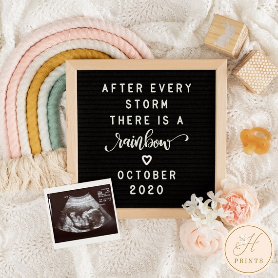Download Announcements Rainbow Baby Pregnancy Announcement Digital Letter Board Baby Announcement File Invitations Announcements