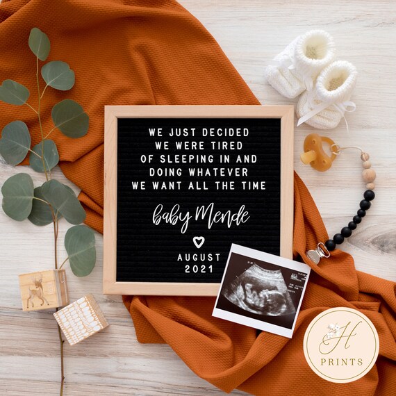 Social Media Pregnancy Announcement Template, Editable Pregnancy Announcement, Gender Neutral Personalized Letter Board Announcement Il_570xn