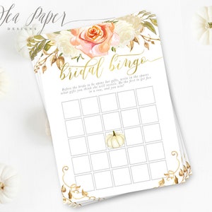 Ducha nupcial de bingo nupcial de otoño, juego de ducha de boda de otoño, juego de ducha nupcial de calabaza de otoño, DESCARGA INSTANTE, Imprimible / Digital, Otoño 3
