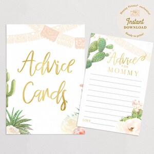 Conselhos para impressão para o cartão e placa do chá de bebê da futura mamãe, cartão de conselho para festa, cartão de conselho para cacto, suculentas, DOWNLOAD INSTANTÂNEO - Carrie