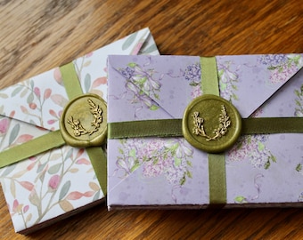 12pk Assorted Handmade Envelopes, Botanical Floral Design || Gift Card | Mini Envelope | Favors | Small Envelope | Love Note | Pen Pal