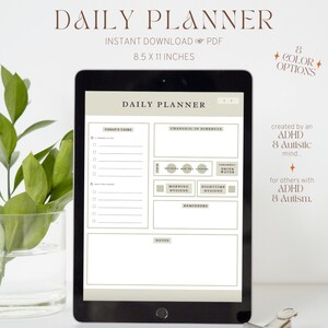 Daily Planner for ADHD & Autism | Digital download | Printable, Planner, iPad notes, Organization | Notability, Goodnotes, Apple Notes