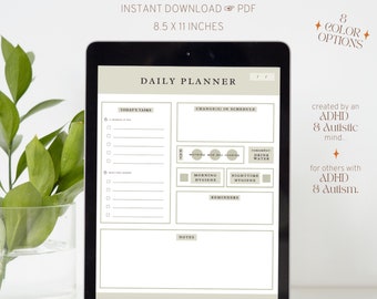 Daily Planner for ADHD & Autism | Digital download | Printable, Planner, iPad notes, Organization | Notability, Goodnotes, Apple Notes
