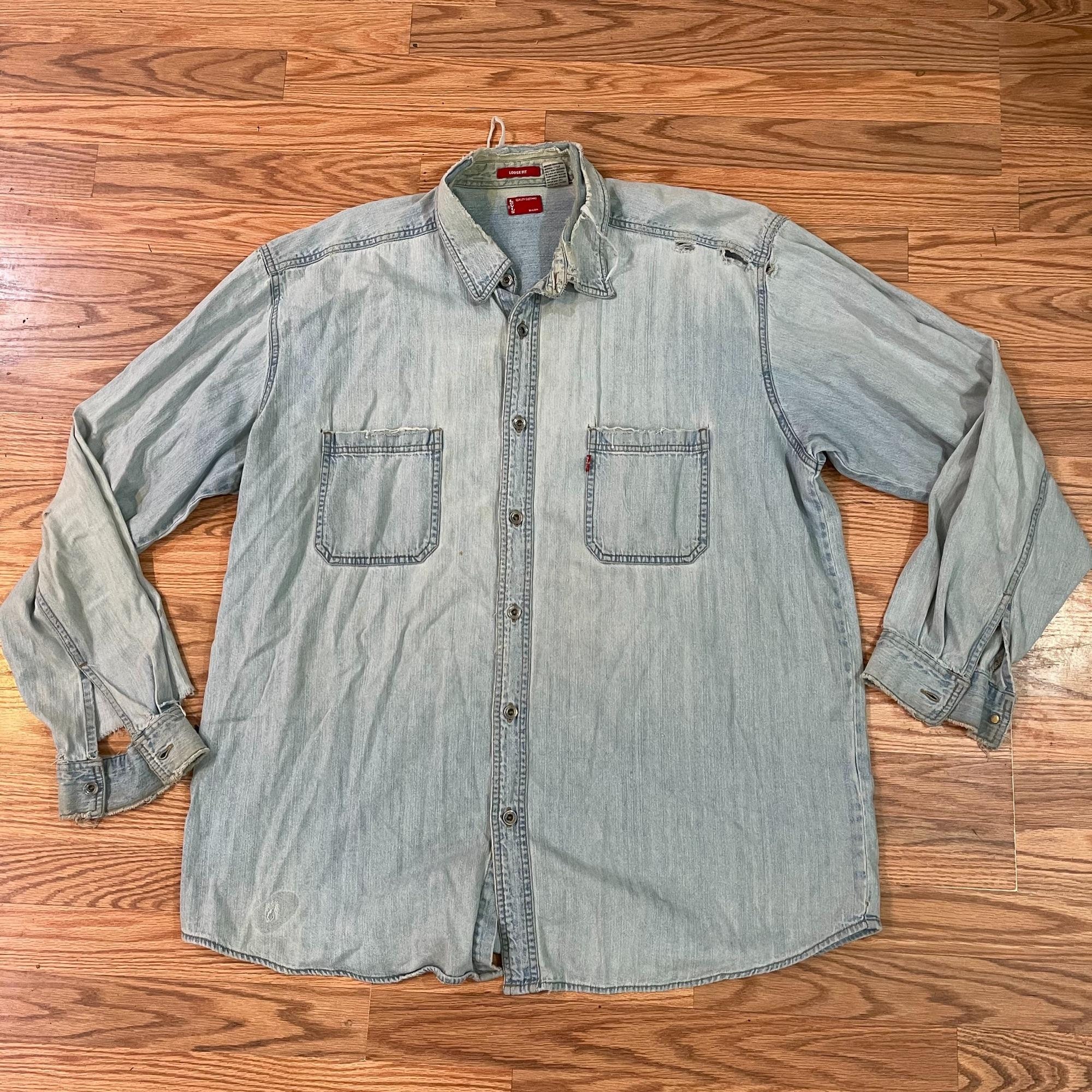 Vintage Levis Distressed Torn Shirt XL 
