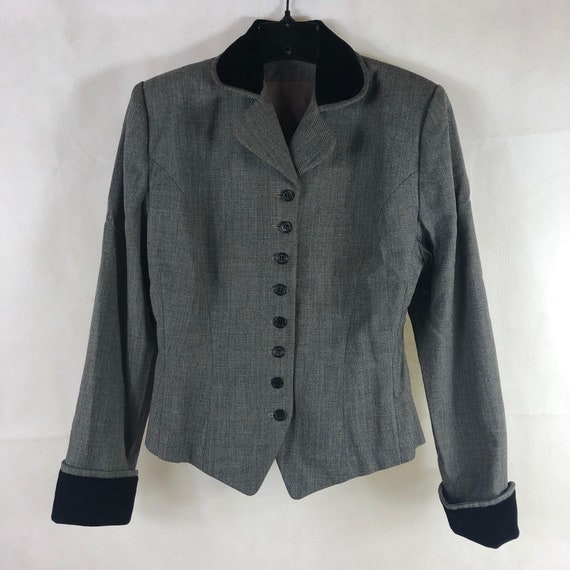 Vintage Suit Skirt Jacket 1940’s M/L Wool and Velv