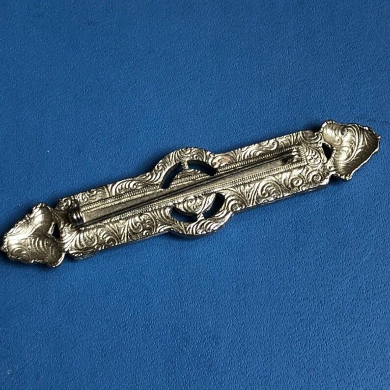 Vintage Bar Pin Rhinestones Pink Stones Brooch