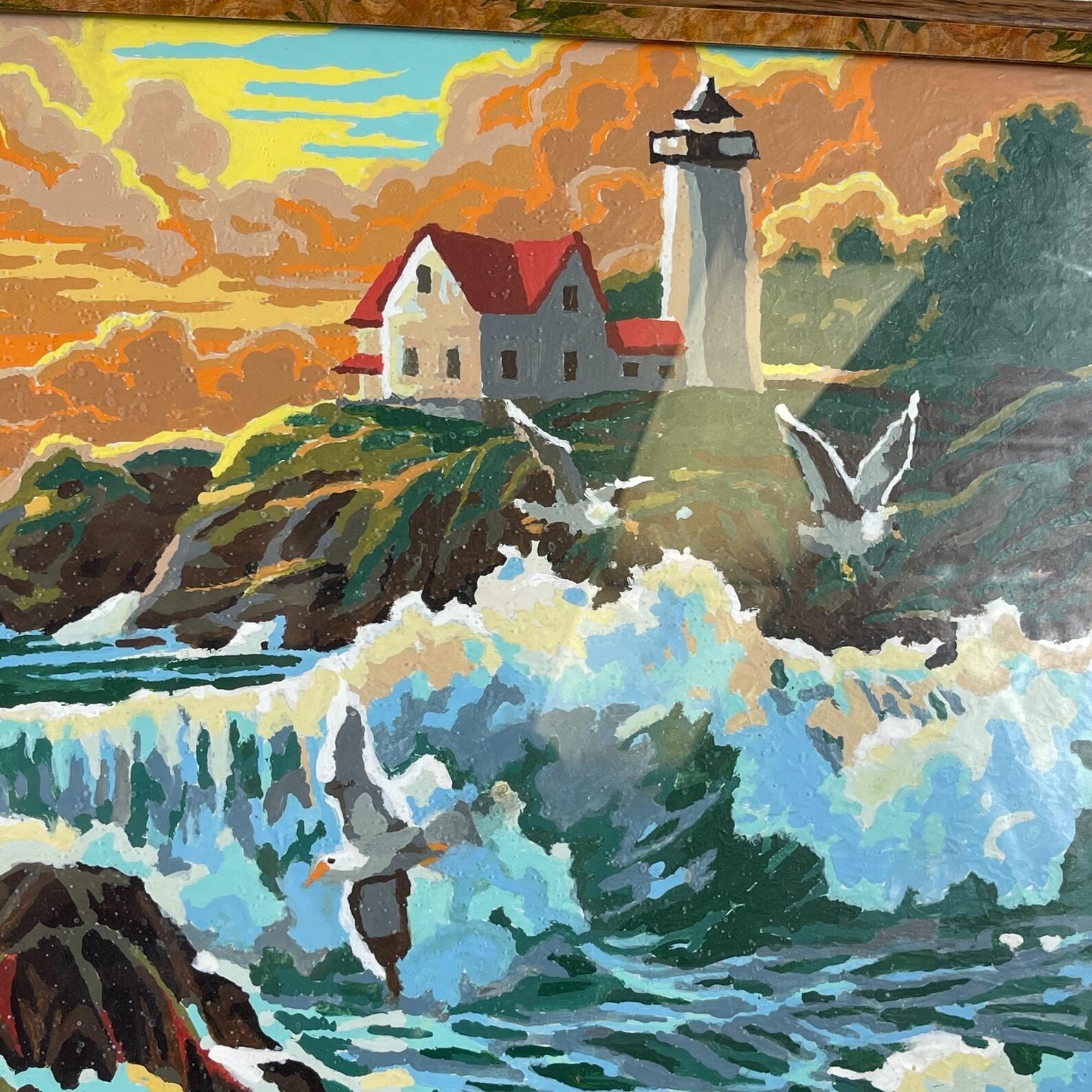 Vintage Lighthouse Paint By Number Painting Nautical Framed Etsy