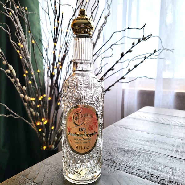 Vintage AVON CALIFORNIA PERFUME Co. Bottle, 1979 Anniversary Keepsake, Trailing Arbutus, Empty, Collectible, Decorative Vanity Tray Bottle