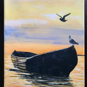 Along for the Ride, Birds on a Boat - Original sold - prints available