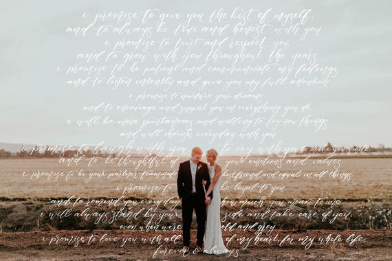 Custom Calligraphy Vow Print Wedding Vows Wedding Gift Etsy