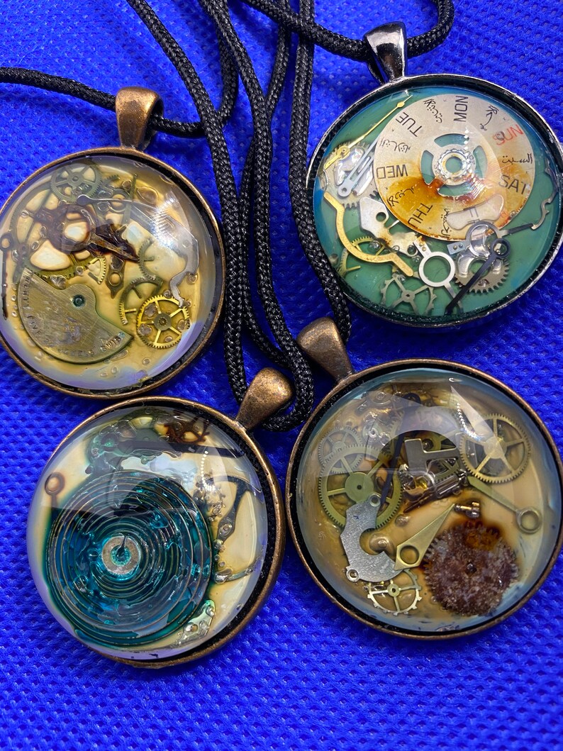 Watch Parts Necklace Pendants Large Round Bits of Time Etsy