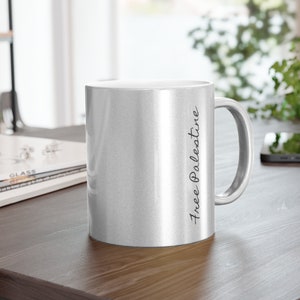 Metalen mok, gratis Palestina-mok, Palestijnse kunstmokken, Palestijnse huishoudelijke artikelen, Arabische geschenken, Palestijnse geschenken, zilveren mok
