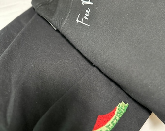 Embroidered Palestine crewneck ,freedom hoodie,free Palestine, free watermelons, soul of my soul,end occupation,Ramadan crew, not in my name