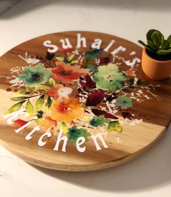 Custom Lazy Susan Farmhouse Turntable Personalized Wedding Gift Family Name Board Kitchen Decor Custom Charcuterie Board Monogram Boards