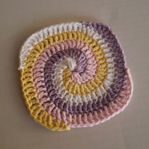 Crochet Spiral Coaster,  Candy Swirl Summer Coaster, Handmade Coaster