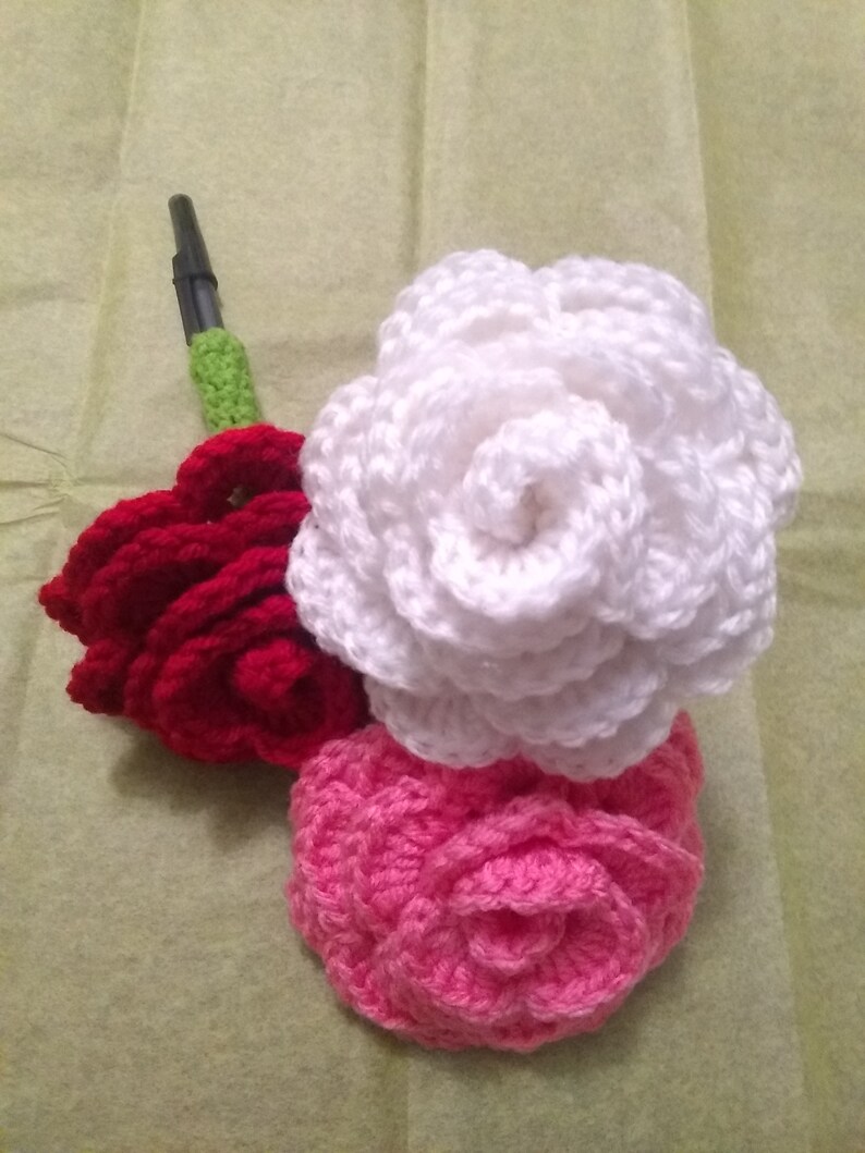 Crochet Flower Pen/ Flower Pen Topper/ Crocheted flower/ Etsy