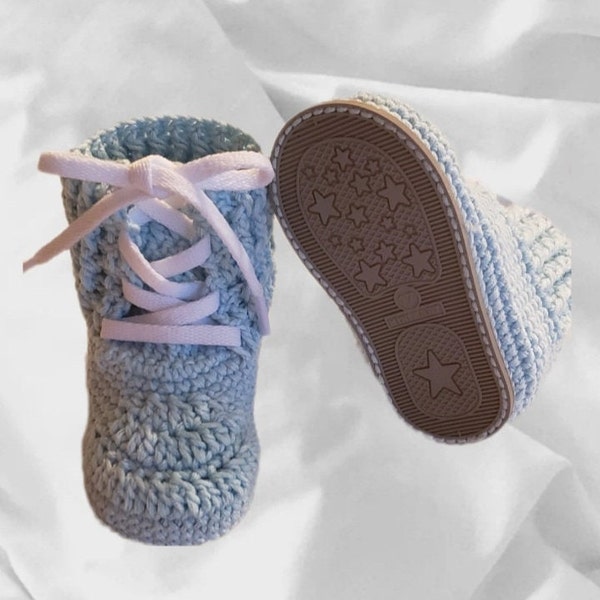 Crochet baby booties, Baby shoes, Handmade booties, Baby boy sneakers, Baby shoes 0-3, 3-6, 6-9 month, EVA soles booties, Baby shower gift