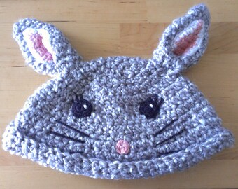 Crochet Hat Pattern - Cute Chinchilla Beanie for Babies & Children, Crochet animal pattern, crochet for kids, crochet photography prop