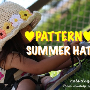 Crochet Hat Pattern cotton summer hat pattern with flowers, crochet kids pattern, crochet girl, crochet flower hat pattern, crochet sunhat image 5