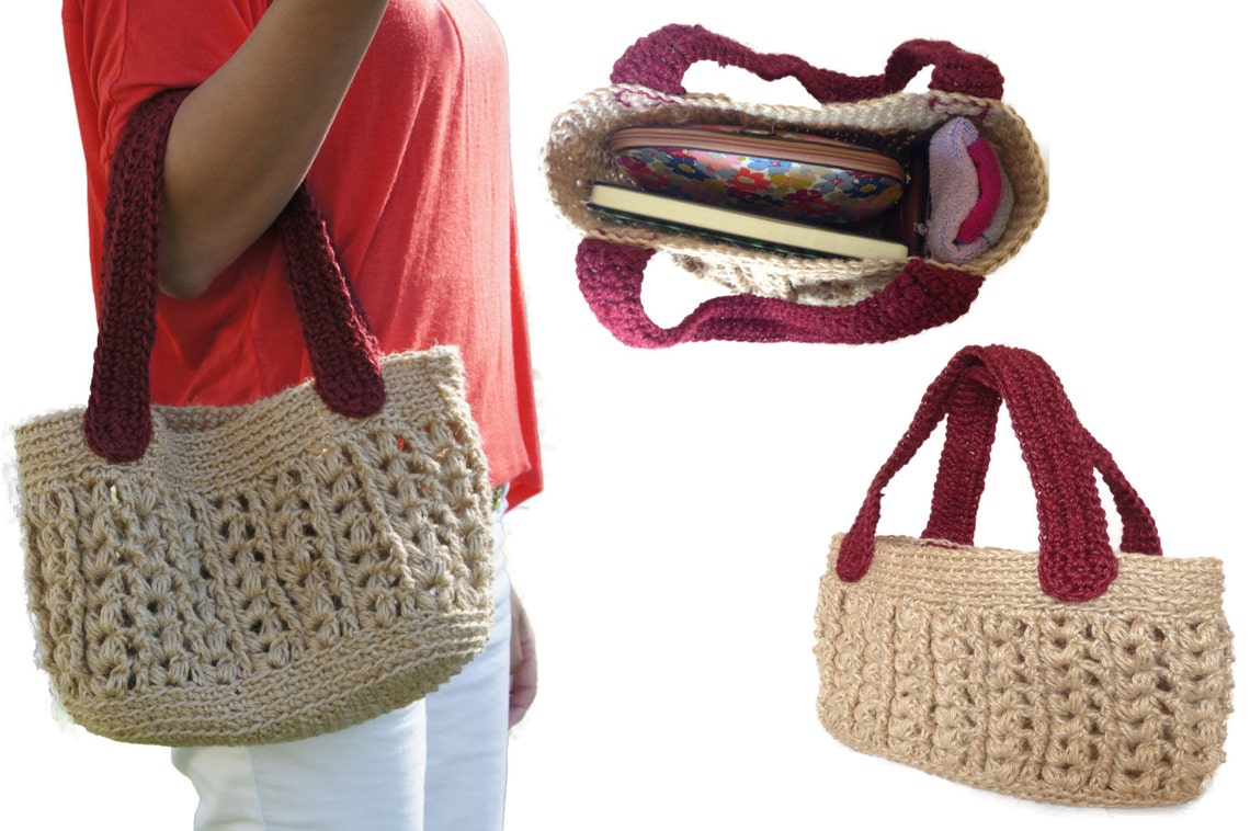 Crochet Jute Bag Pattern Crochet Tote Bag Pattern Crochet Etsy