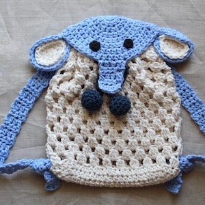 Crochet pattern Crochet Elephant Backpack for babies and kids, crochet animal backpack pattern, baby diaper bag pattern, Instant Download image 1