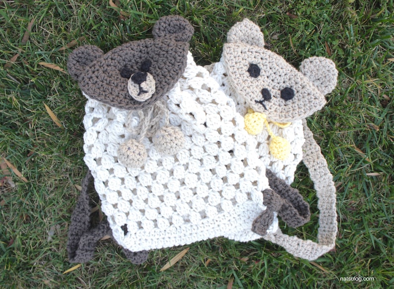 Crochet Bear Backpack pattern, sac for babies and kids, Crochet baby shower gift, baby registry, diaper bag, handmade gift Instant download image 3