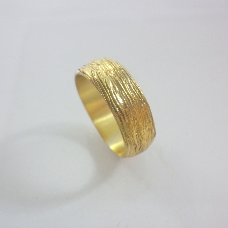 Tree Bark Wedding Band 6mm 14k Wedding Band 18k Gold Band Etsy
