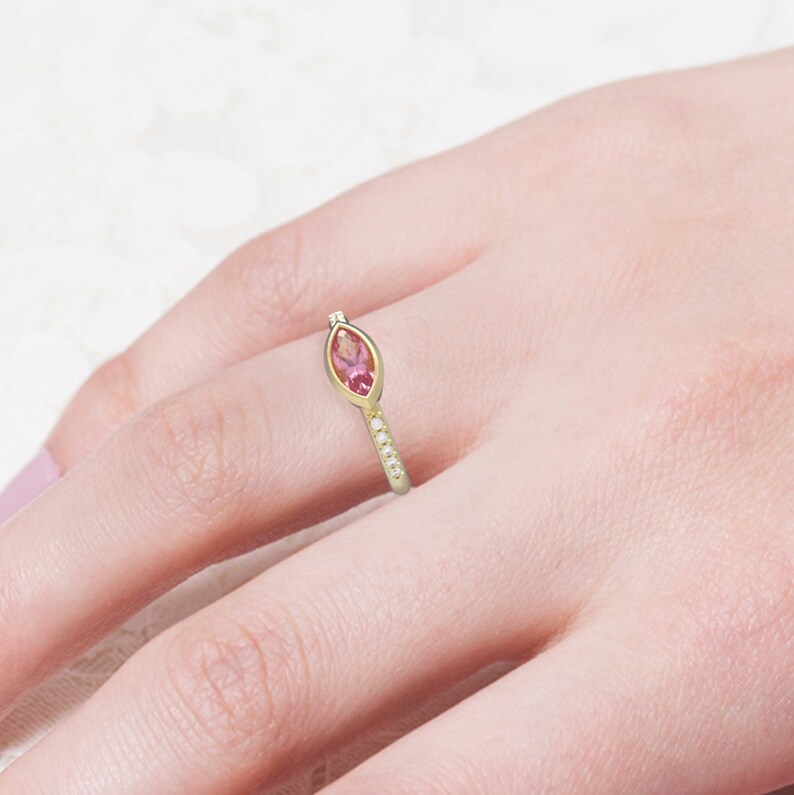 Pink Tourmaline Engagement Ring Tourmaline Stacking Ring14k Etsy