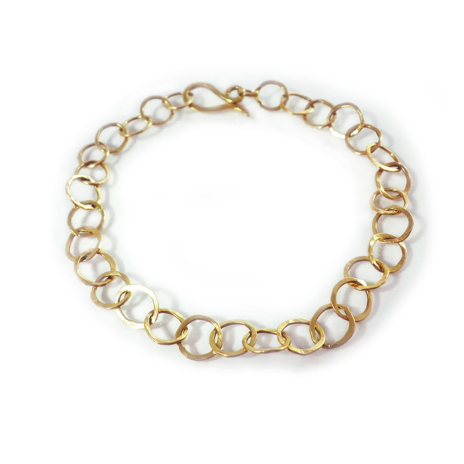 Solid 14k Gold Bracelet Circle Links Bracelet Delicate Etsy UK