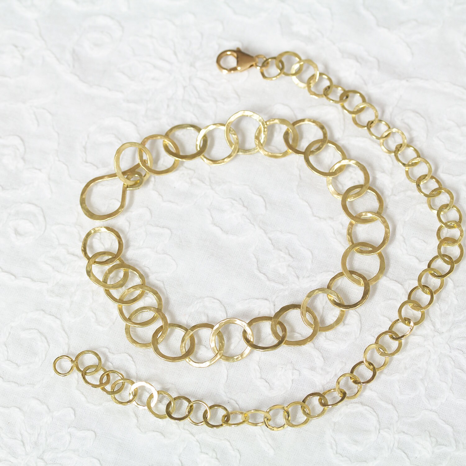 Solid 14k Gold Circles Orbital Sphere Link Bracelet Wedding Bands