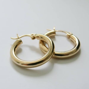 Thick GOLD hoops, High quality gold hoops, 14k gold plated hoops, Gold hoops, Simple Hoop Earrings, tiny gold hoops, gold hoop earrings image 1