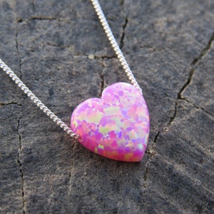 Pink Opal necklace, heart necklace, silver necklace, opal heart necklace, silver heart necklace, silver opal necklace, Pink opal jewelry