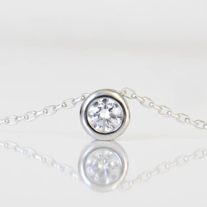 Silver Solitaire Necklace, CZ Diamond Necklace, Solitaire Diamond Necklace, Silver necklace, cubic zirconia necklace, beidesmaid gift