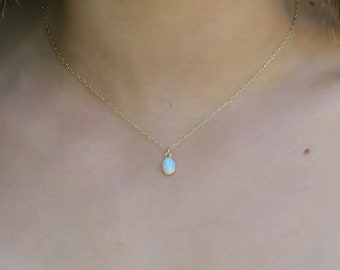 Tiny Gold necklace, Opal Necklace ,Opal jewelry, White Opal necklace Opal Pendant Necklace, gold necklace, Dainty Necklace, White jewelry