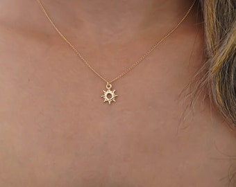 gold sun necklace, gold necklace, sunshine necklace, minimalist necklace, dainty necklace, delicate gold necklace, simple gold necklace