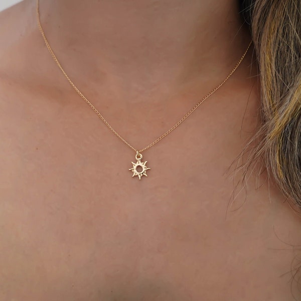 gold sun necklace, gold necklace, sunshine necklace, minimalist necklace, dainty necklace, delicate gold necklace, simple gold necklace