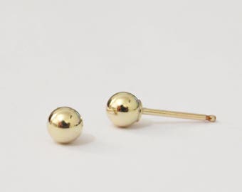 4mm Gold Studs, Gold Ball Studs 14k Gold filled Simple Round Post Earrings, Gold Jewelry, Dot Pebble Stud, minimal earrings, gold ball studs