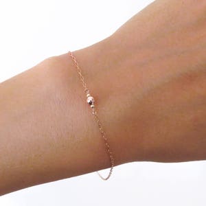 Rose Gold Bracelet, Rose Gold Beaded Bracelet, Tiny Gold Bracelet, Gold Bead Bracelet, bridesmaid gift, Simple Delicate Bracelet