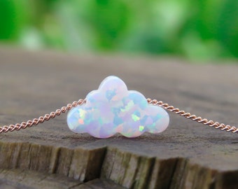 Opal necklace, Cloud opal necklace, white opal necklace, opal gold necklace, opal jewelry, child necklace, opal jewelry, synthetic opal