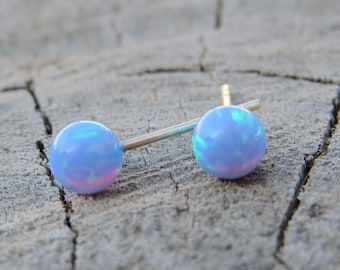 Opal stud earrings, opal studs, 5mm sterling silver Studs, Blue Opal ball stud earrings, minimal earrings, opal jewelry, October Birthstone