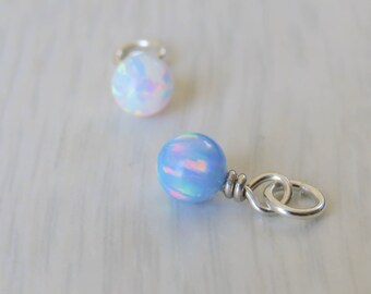 Tiny Trio MultiColor Opal October Birthstone Yellow Ethiopian Opal Jewelry Gold Natural Stone Charms in Silver xS and Rose Gold