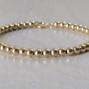 Gold bracelet, gold bead brecelet, 4mm gold beaded bracelet, gold jewelry, gold beads bracelet, everyday bracelet, minimal bracelet image 2